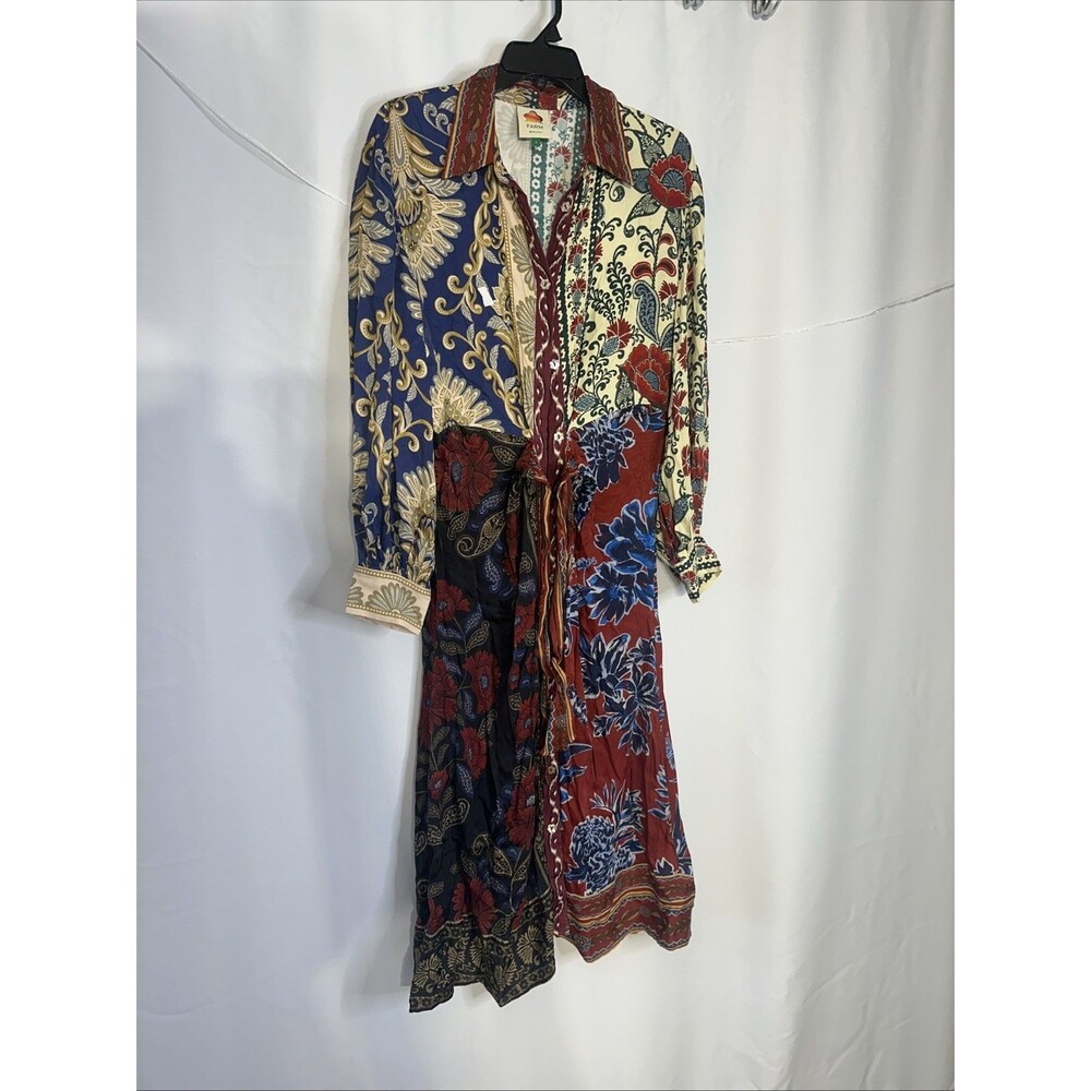 FARM Rio Multicolor Floral Patchwork Long Dress Size L - Picture 3 of 12